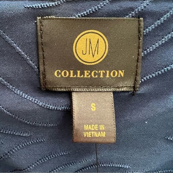 JM Collection Ladies' Intrepid Blue Jacquard Keyhole Sz S NWT🏷 gold accents - Picture 12 of 15